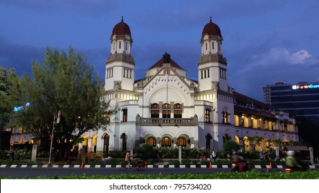 Semarang, Central Java, Indonesia - September 11, 2016 - the front of Lawang Sewu Building in the afternoon.