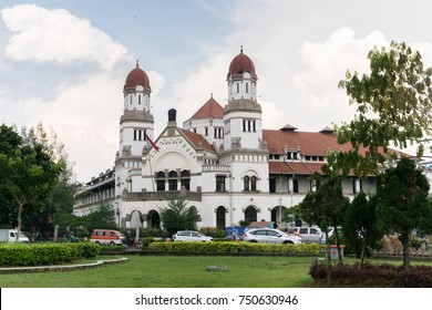 Semarang, Indonesia - October 2017: Lawang Sewu building architecture. Lawang Sewu is a landmark in the city of Semarang and built as the headquarters of the Dutch East Indies Railway Company 