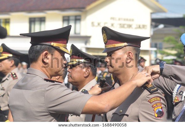 Semarang\
Police Chief, Senior Commissioner Pol Auliansyah Lubis presides\
over the handover ceremony for a new position at Polrestabes Field,\
Semarang city, (Tuesday, March 10, 2020).\
