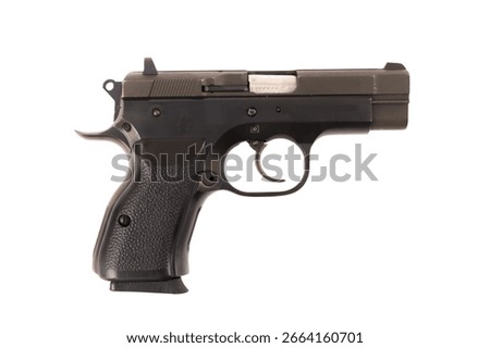 Semi automatic pistol model isolated on white