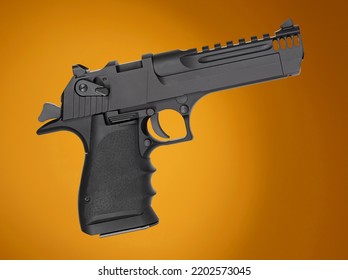 Semi Automatic Pistol That Is On An Orange And Brown Background