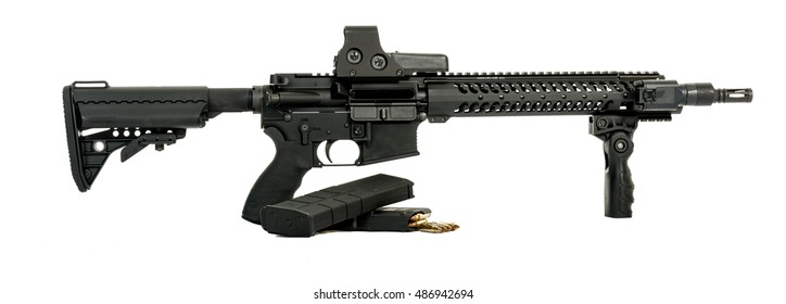 Semi Automatic Weapon On An Isolated Background