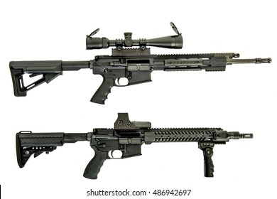 Semi Automatic Weapon On An Isolated Background