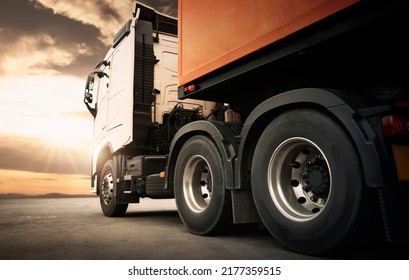 Semi TrailerTrucks Parked with The Sunset Sky. Shipping Cargo Container. Truck Wheels Tires. Auto Service Shop. Diesel Trucks. Lorry Tractor. Industry Freight Trucks Logistics Cargo Transport.	
 - Shutterstock ID 2177359515