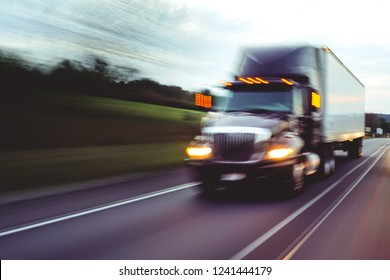 Semi truck on highway concept with motion blur	