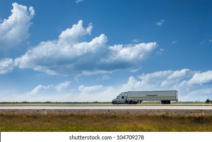 Semi truck on the road transporting cargo