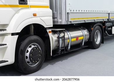 Semi truck with tank for compressed natural gas (CNG).