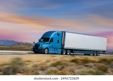 Semi Trucks on road, USA. Trucking  