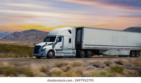 Semi Trucks on road, USA. Trucking