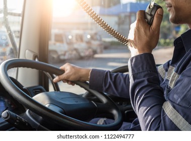 semi truck,Truck Driver Making Talking Through Radio. - Shutterstock ID 1122494777