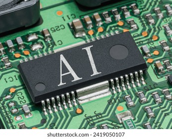 Semiconductor chips for electronics on a printed circuit board, Industry or electricity, Nobody, Generation AI