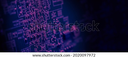 Semiconductor. cpu chip located on the green motherboard of the computer. Semi conductor motherboard circuit board. Hightech computer board with manufacture chip pcb technology. Smart phone iot chip.