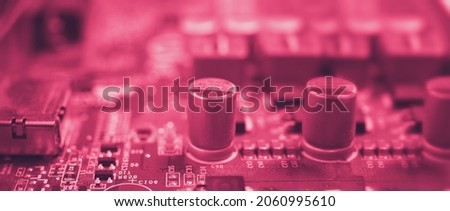 Semiconductor. cpu chip located on the green motherboard of the computer. Semi conductor motherboard circuit board. Hightech computer board with manufacture chip pcb technology. Smart phone iot chip.