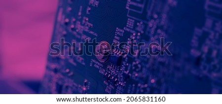 Semiconductor. cpu chip located on the green motherboard of the computer. Semi conductor motherboard circuit board. Hightech computer board with manufacture chip pcb technology. Smart phone iot chip.