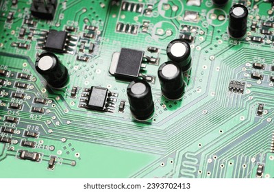 Semiconductors and electronics or microchip concept header. Digital electronic banner. Micro processor background. AI Chips instalation.	