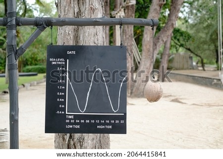 A semidiurnal tidal cycle board show high tides and low tides within the lunar day.