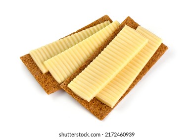 Semi-Hard Edam Cheese Sandwich, Isolated On White Background