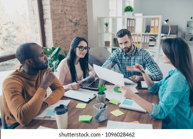 Seminar instruction show idea offer paperwork jeans success professional leader top leadership conversation gathering organization concept four smart clever pensive managers developing new action plan
