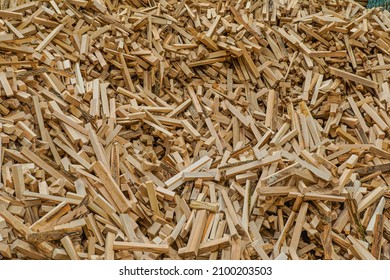 Semi-processed Wood Chips In The Sawmill Natural Industrial Background