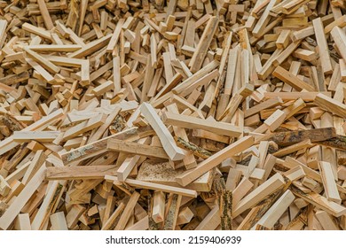 Semi-processed Wood Chips In The Sawmill Natural Industrial Background