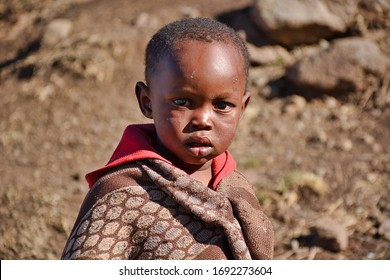 Semonkong, Kingdom of Lesotho, Africa – 26th of July 2019: Child from Basotho people.