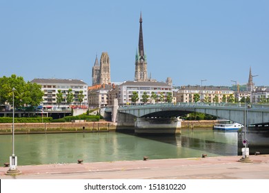 Sena Embankment In Rouen In A Summer Day