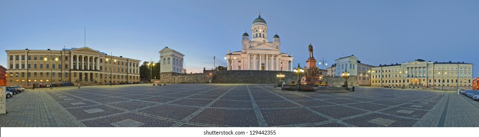 Senate Square in Helsinki. Stitched Panorama
