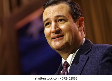 Senator Ted Cruz of Texas pictured during the 2014 CPAC conference in Washington DC. Cruz is seeking the Republican nomination for President. photo by Trevor Collens