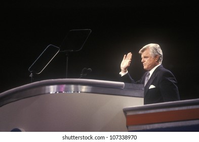 Senator Ted Kennedy Addresses Crowd At The 1992 Democratic National Convention At Madison Square Garden, New York