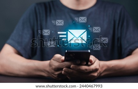 Send bulk documents via email. Digital marketing, newsletter concept. Direct selling projects in business List of customers who want to send by email.