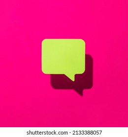Send and received message bubble on pink background. Minimalistic social network concept. Creative communication composition with copy space.