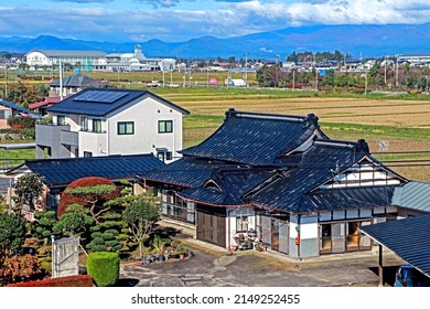 SENDAI-JAPAN-OCTOBER 23 : View Of Nature And Architecture Of Building Near The Railway In Japan, October 23, 2019, Sendai Province, Japan.