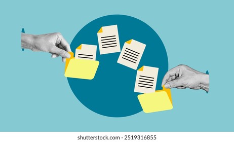 Sending of document on internet. Data transfer, Transfer file of data between folders and Backup data. Exchange of file on folder and DMS