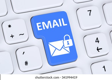 Sending encrypted E-Mail email protection secure mail on computer with letter symbol