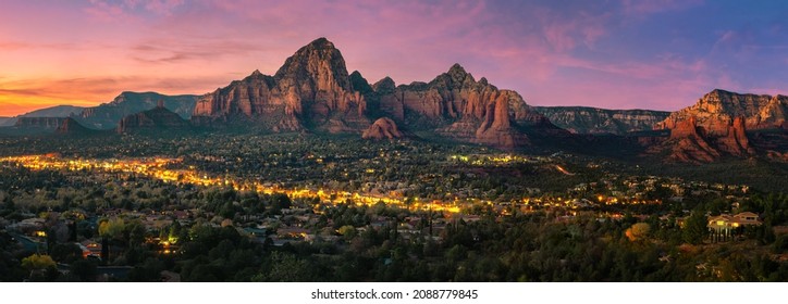 Sendona City With Red Rock Background