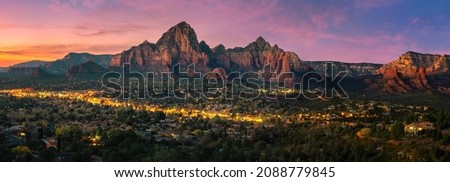 Sendona city with red rock background