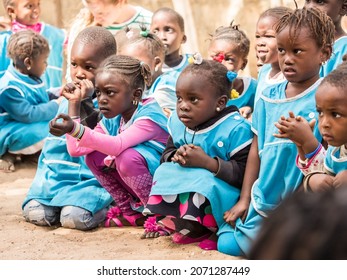 Senegal, Africa - January 2019: African children in uniform in  the African school during their break from the lesson. - Shutterstock ID 2071287449
