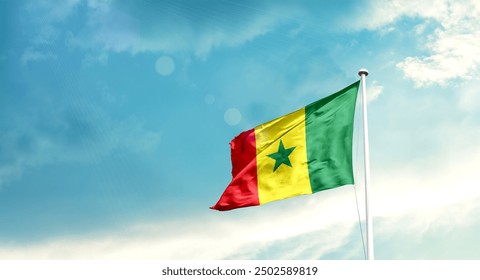 Senegal national flag fluttering. The flag blowing in beautiful soft sky. Senegal national flag for independence day. - Powered by Shutterstock