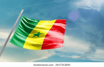 Senegal national waving flag in beautiful clouds. - Powered by Shutterstock