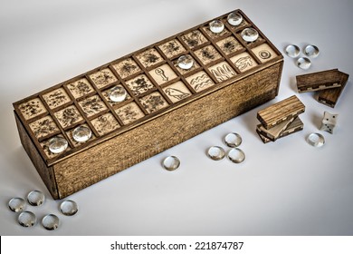 Senet Boardgame With Dice And Pawn