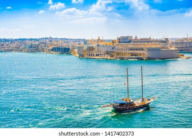 Senglea, Malta - 30 March 2019: Landscape With Old Fort Saint Michael In Senglea, Malta