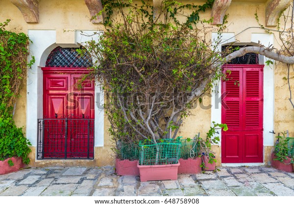 Senglea Malta Traditional Red Doors Houses Stock Photo Edit Now