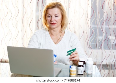 Senior 60-65 Years Old Woman Learning About Medicare Coverage, Health Insurance,researching And Buying Medicines Prescription Online. Medicare Concept