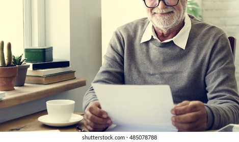 Senior Adult Reading Letter Concept