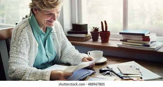 Senior Adult Reading Letter Concept