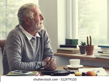 Senior Adult Thinking Memory Happy Concept