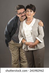 Senior Adult Woman With Her Son