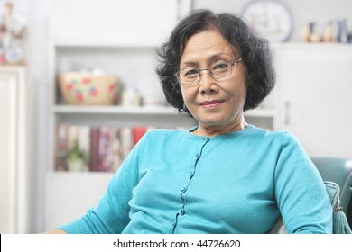 Senior Asian Woman Relax At Home