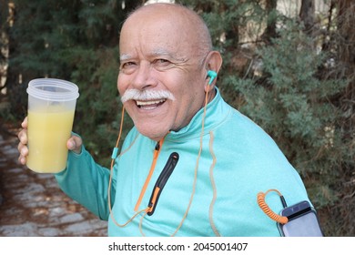 Senior athlete drinking a protein shake - Powered by Shutterstock