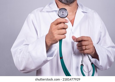 Senior Attractive Brazilian Doctor In A White Coat, No Face